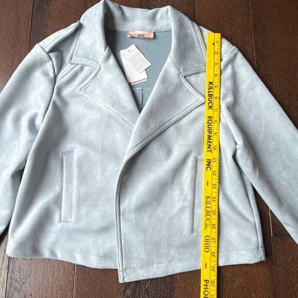 NWT Philosophy faux leather suede womens jacket blazer size medium baby blue - Picture 8 of 9